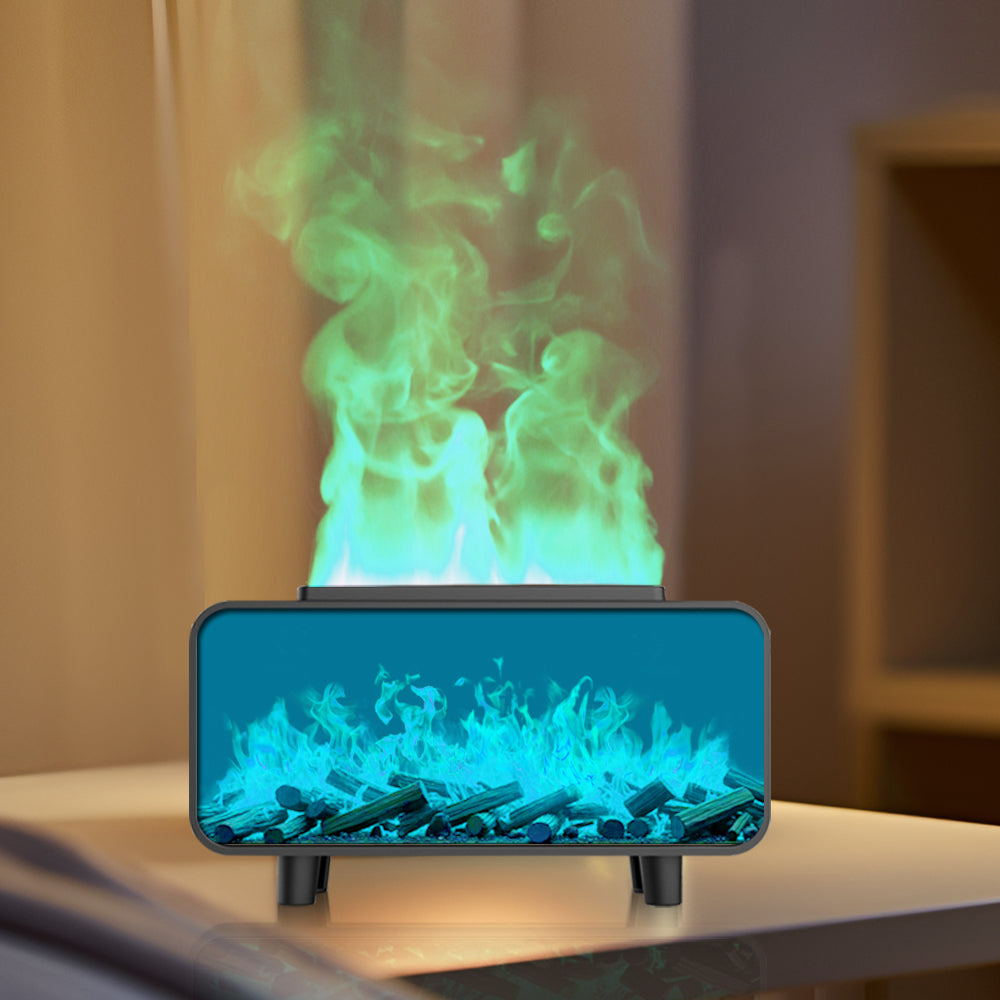 Picture-Style Fireplace Aromatherapy Machine - RGB Color Changing Flame Effect Humidifier & Essential Oil Diffuser