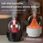 Lava Mountain Aromatherapy Machine (With Cover Version) - Volcano-Style Ultrasonic Humidifier with Transparent Glass Dome & RGB LED Light