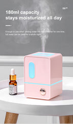 Retro Cube Ultrasonic Humidifier Mia Aroma Diffuser with Colorful Ambient Light for Bedroom & Desk