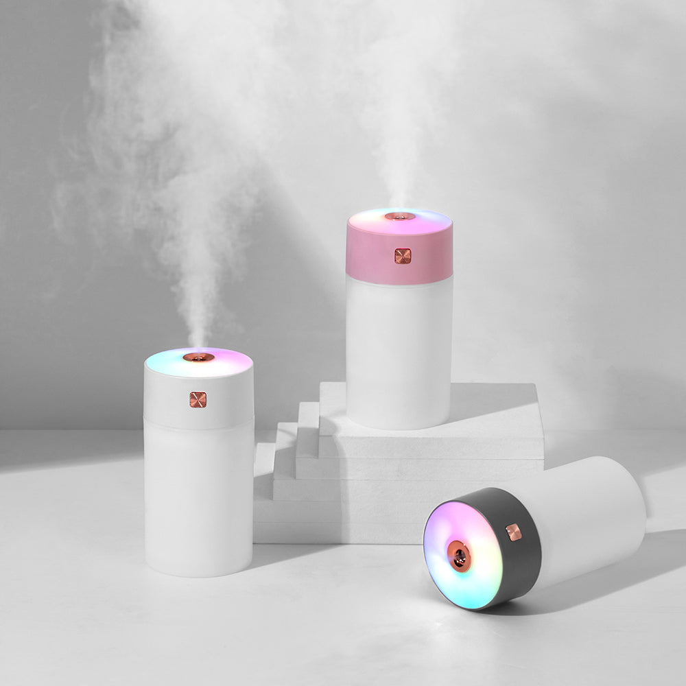 Diamond Cut Rainbow Humidifier – Portable USB Cool Mist Humidifier with RGB LED Light for Car, Office & Bedroom