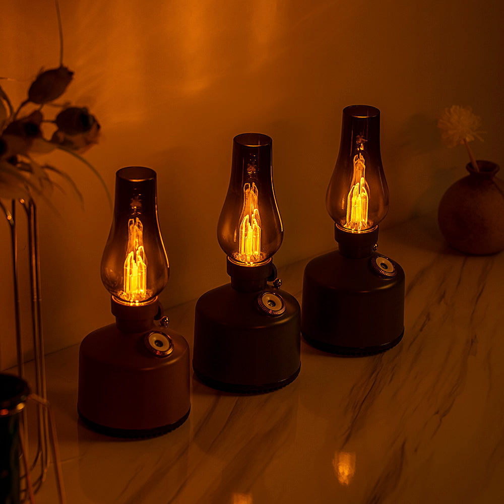 Rechargeable Battery-Powered Ultrasonic Humidifier with Warm Ambient Light for Bedroom & Desk Time Lamp Humidifier