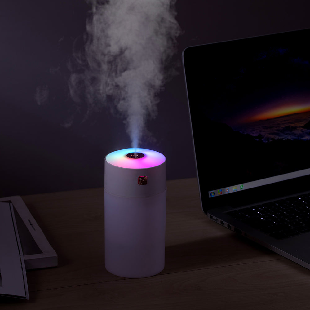 Diamond Cut Rainbow Humidifier – Portable USB Cool Mist Humidifier with RGB LED Light for Car, Office & Bedroom