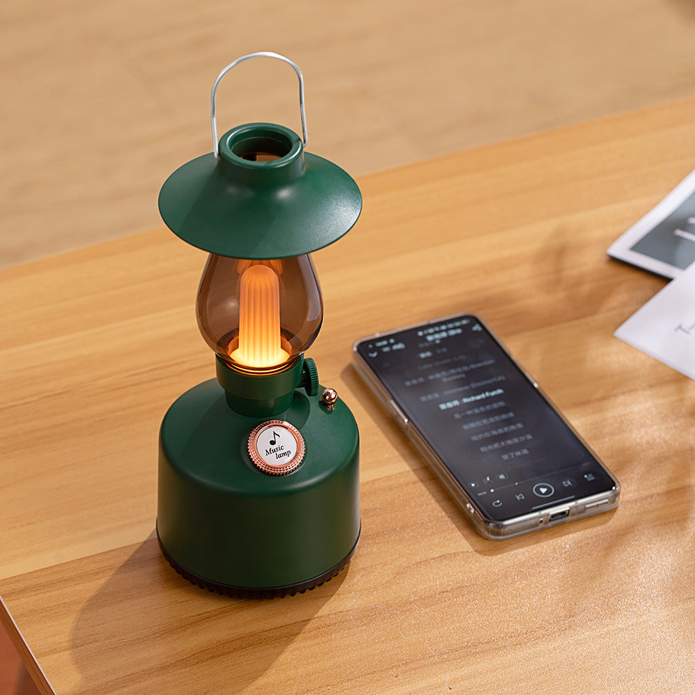 Time Light Speaker (Without Humidifier)Retro Lantern Bluetooth Speaker with Warm Ambient Rechargeable BatteryLight