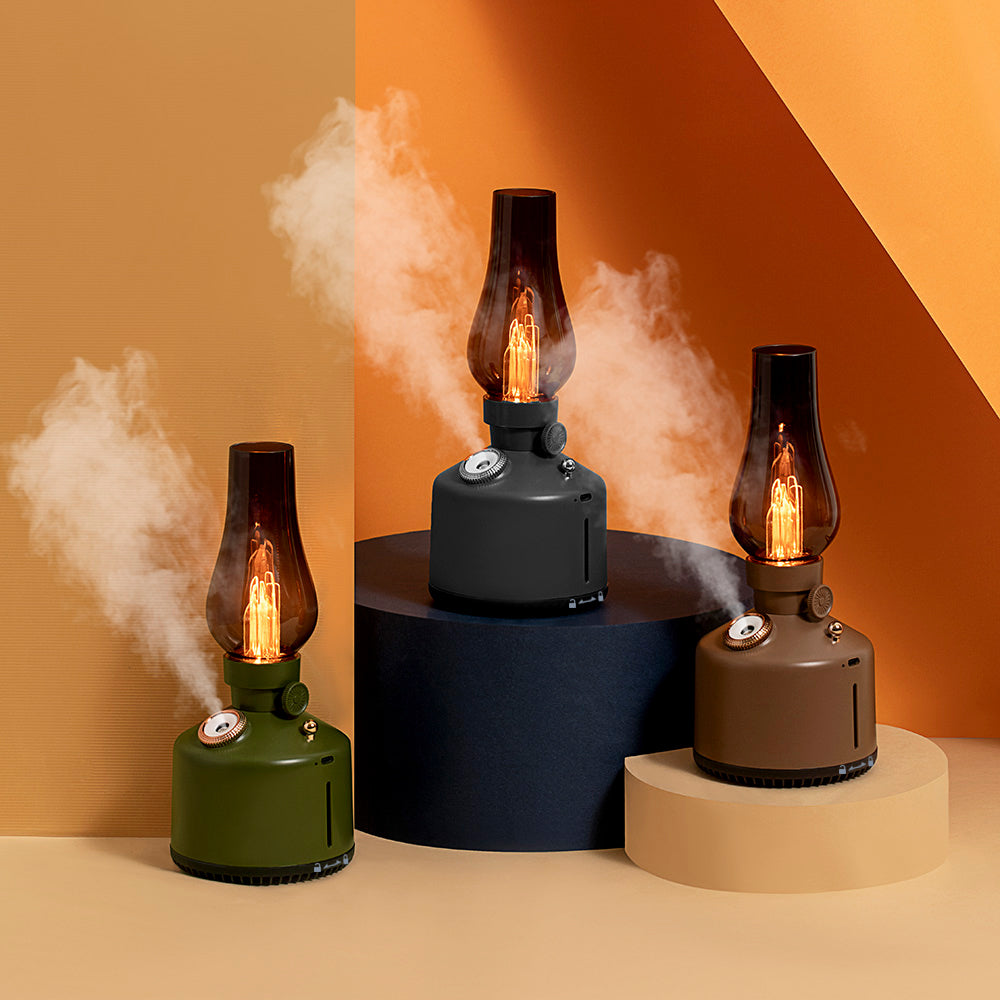 Rechargeable Battery-Powered Ultrasonic Humidifier with Warm Ambient Light for Bedroom & Desk Time Lamp Humidifier
