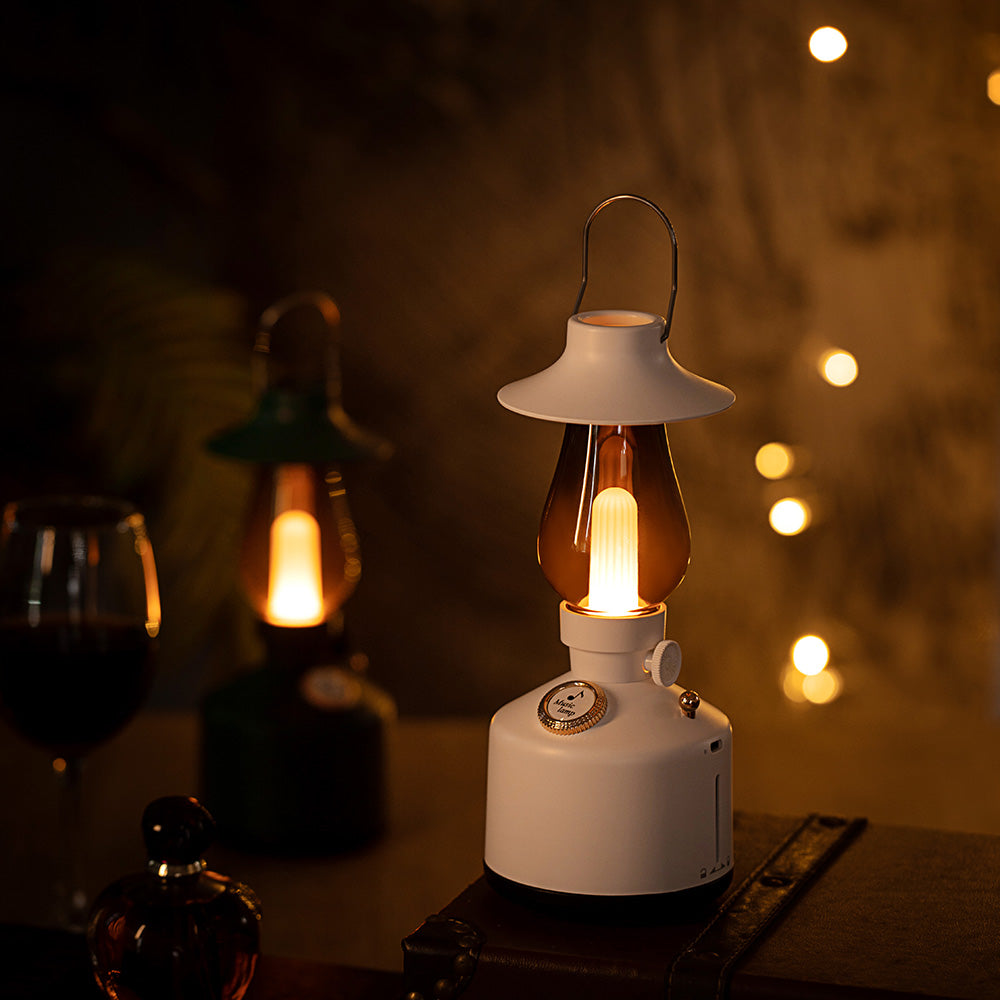 Time Light Speaker (Without Humidifier)Retro Lantern Bluetooth Speaker with Warm Ambient Rechargeable BatteryLight
