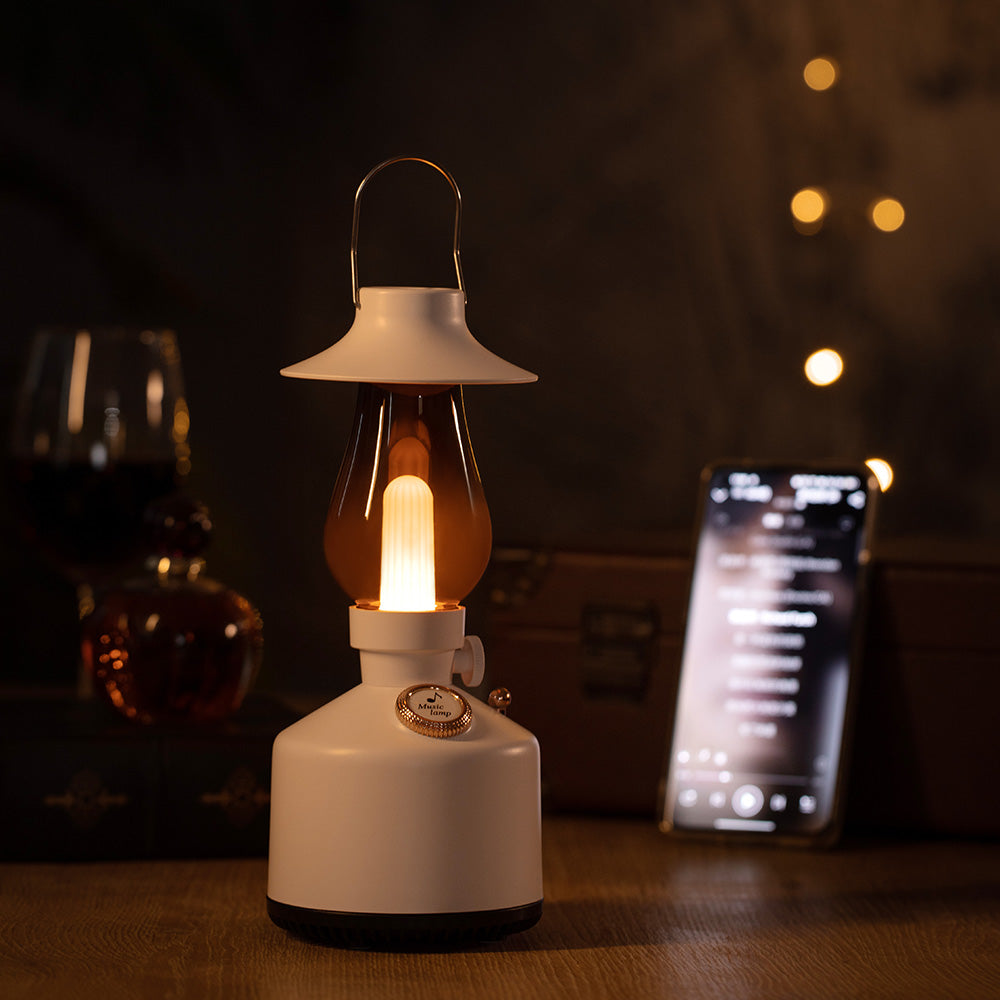 Time Light Speaker (Without Humidifier)Retro Lantern Bluetooth Speaker with Warm Ambient Rechargeable BatteryLight