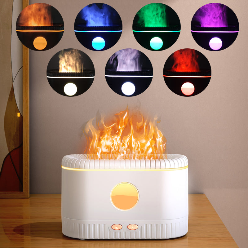 2nd Generation Colorful Flame Aromatherapy Humidifier – Essential Oil Diffuser with Dynamic Flame Light Effects