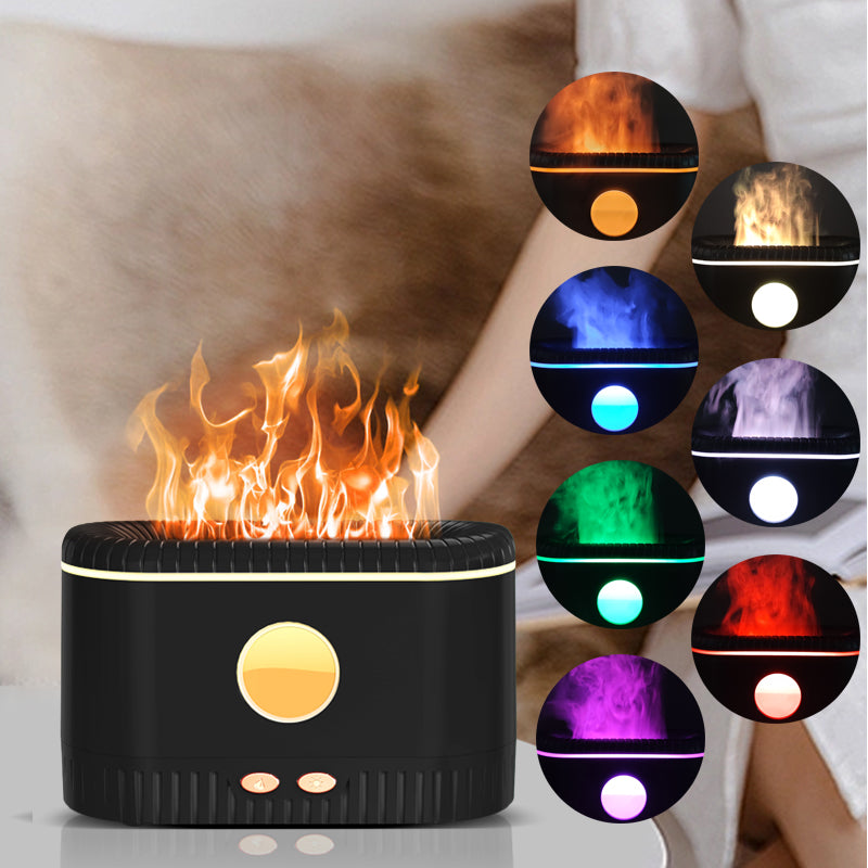 2nd Generation Colorful Flame Aromatherapy Humidifier – Essential Oil Diffuser with Dynamic Flame Light Effects