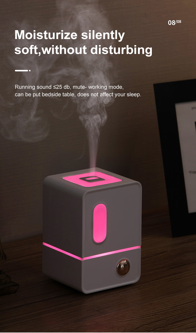Mia Aroma Diffuser Retro Cube Ultrasonic Humidifier with Colorful Ambient Light for Bedroom & Desk