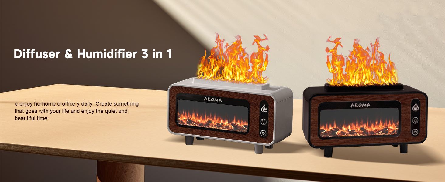 3-in-1 Wooden Fireplace Aromatherapy Machine | Flameless Fireplace Humidifier & Essential Oil Diffuser