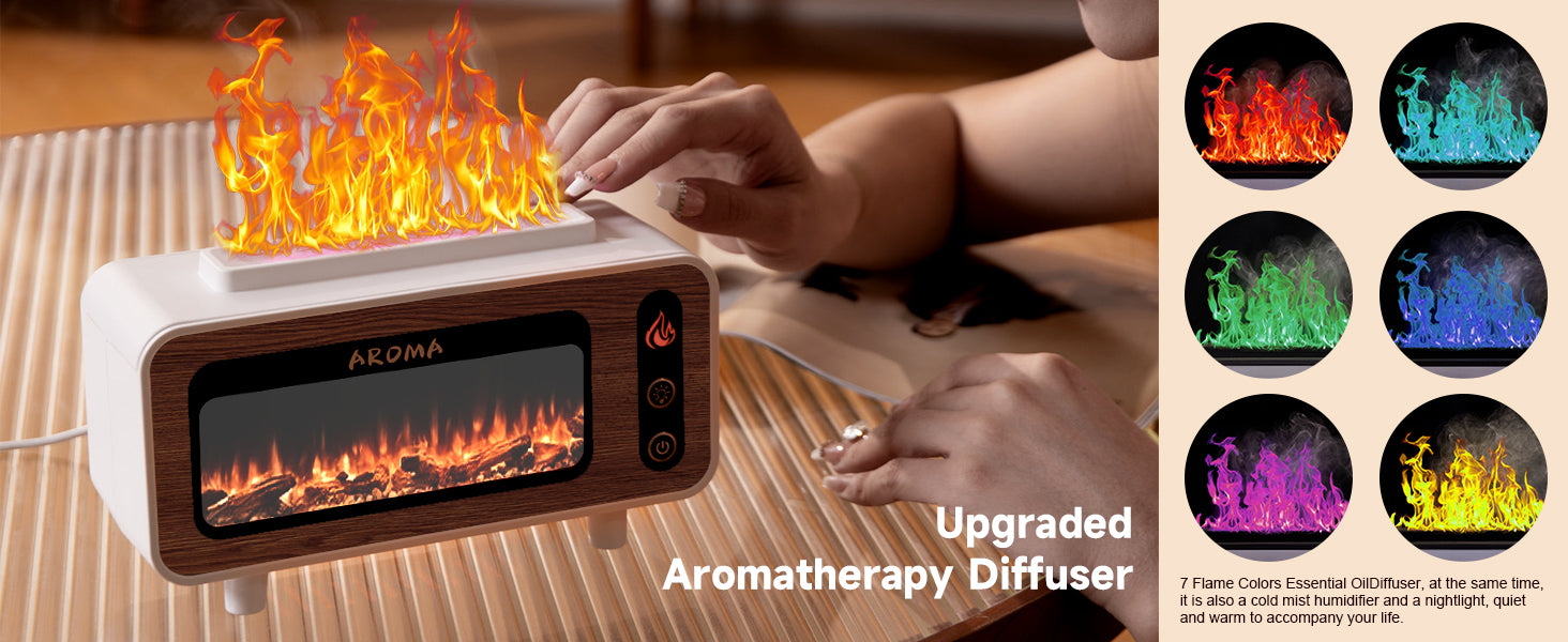 3-in-1 Wooden Fireplace Aromatherapy Machine | Flameless Fireplace Humidifier & Essential Oil Diffuser