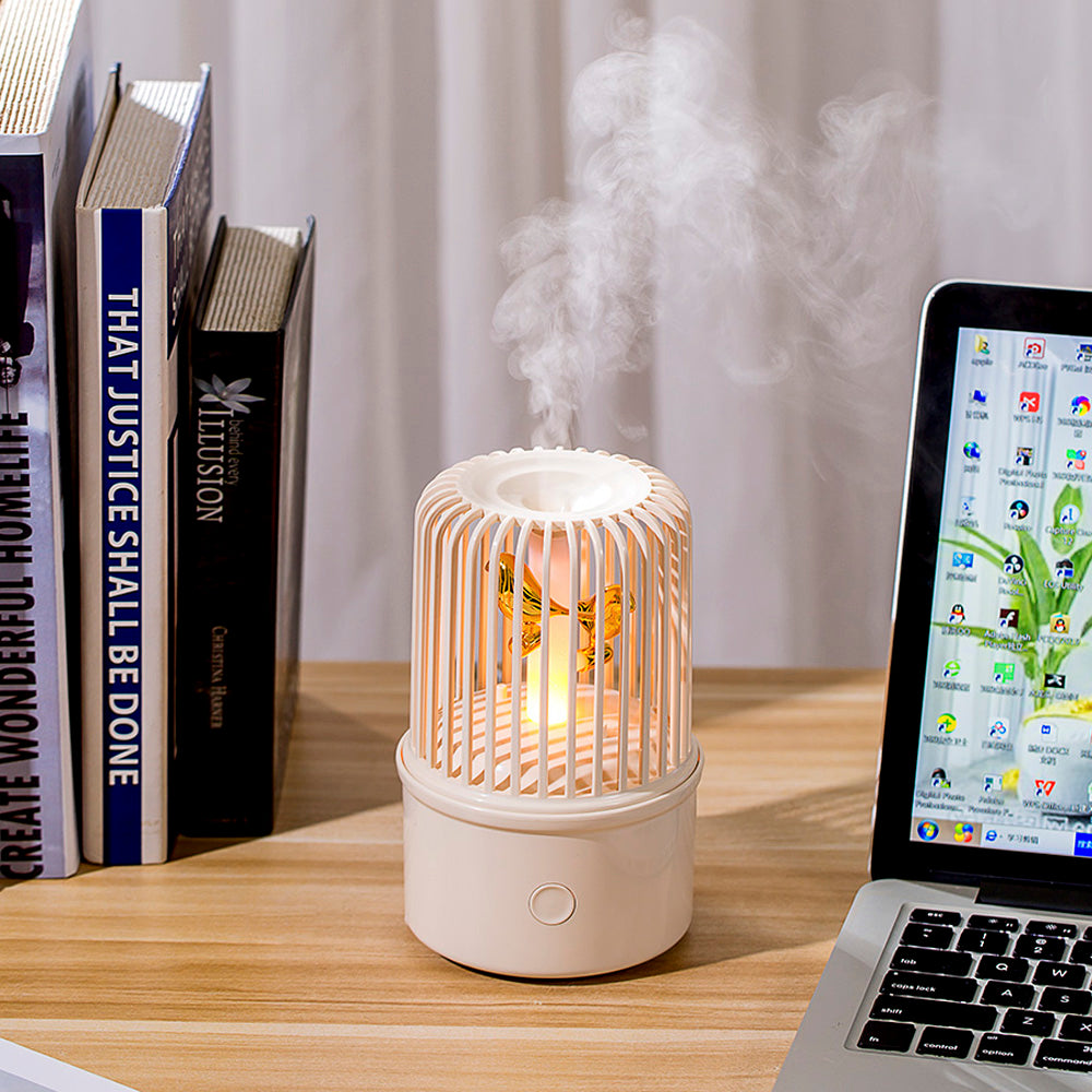 Creative Birdcage Design Ultrasonic Essential Oil Diffuser with Ambient Light Annunciation Bird Aromatherapy Machine