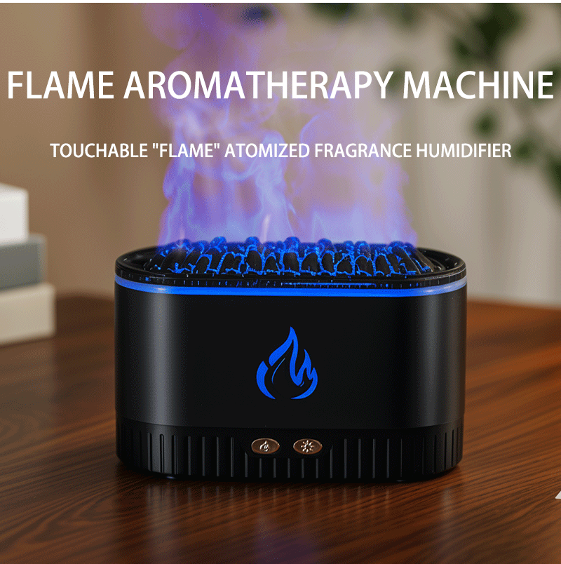 Wood-Fired Aroma Diffuser with Realistic Flame Effect - Ultrasonic Humidifier & Aromatherapy Diffuser for Home & Yoga
