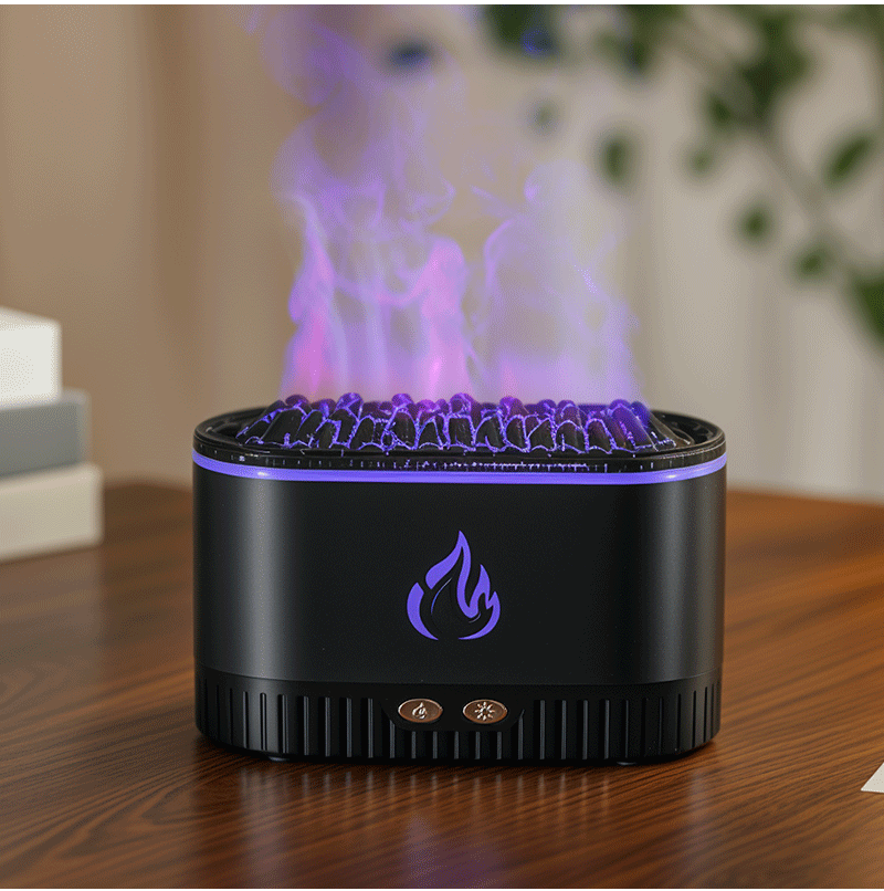 Wood-Fired Aroma Diffuser with Realistic Flame Effect - Ultrasonic Humidifier & Aromatherapy Diffuser for Home & Yoga