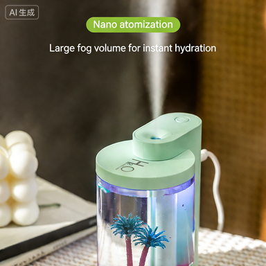 3-in-1 Ultrasonic Humidifier with Colorful LED Night Light with Water-Love Micro-Landscape Humidifier