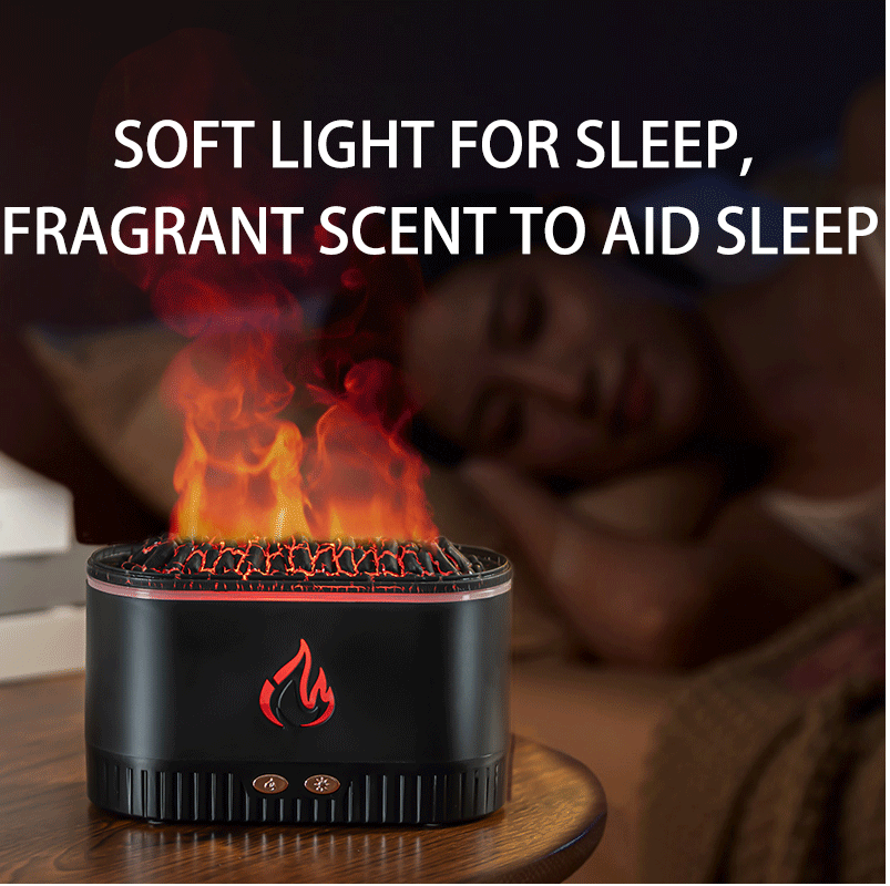 Wood-Fired Aroma Diffuser with Realistic Flame Effect - Ultrasonic Humidifier & Aromatherapy Diffuser for Home & Yoga
