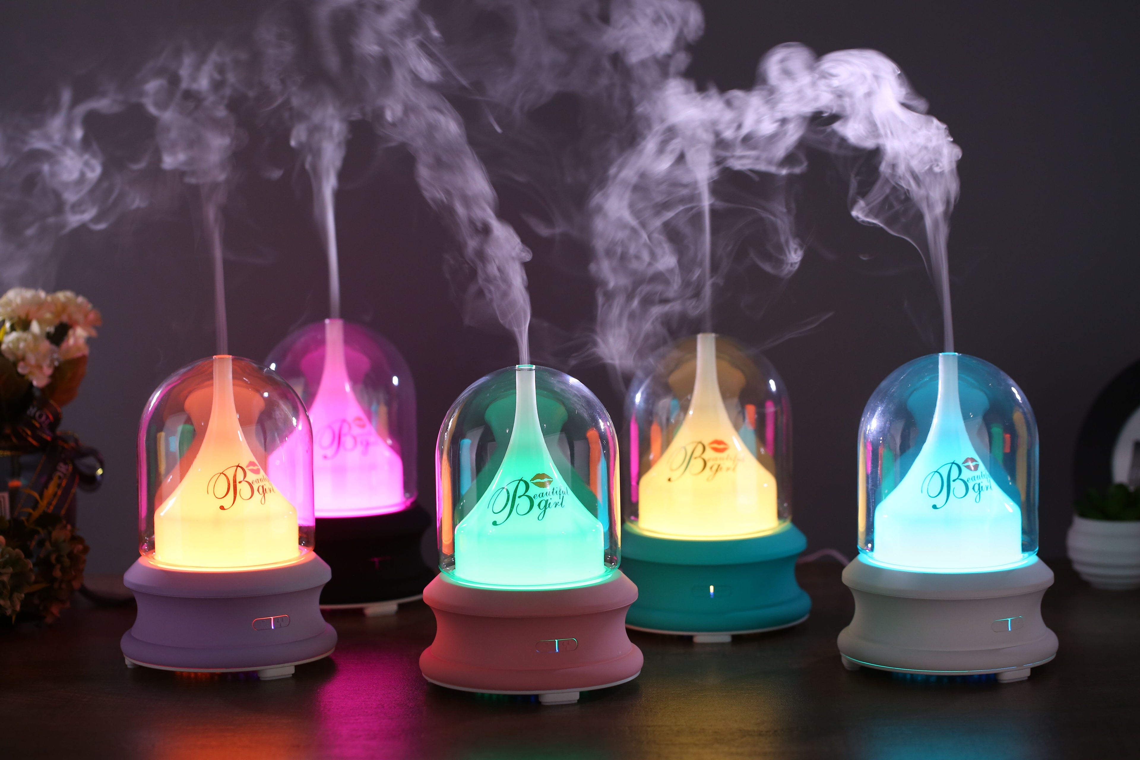 Flowing Light Bottle Aromatherapy Humidifier (Common Design) - Ultrasonic Diffuser with Warm Ambient Light & Auto Shut-Off Safety