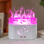 Colorful Flame Effect Essential Oil Diffuser with Ambient Lighting for Home & Bedroom Star Moon Crystal Rock Aromatherapy Humidifier