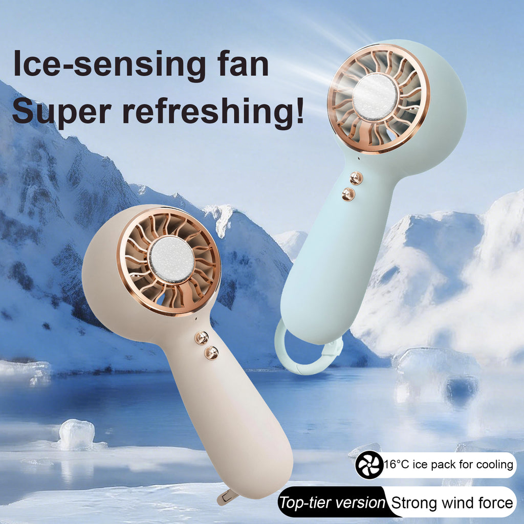 3-Speed Adjustable Portable Cooling Fan with Superconducting Ice Pack with Handheld Ice Pack High-Speed Fan