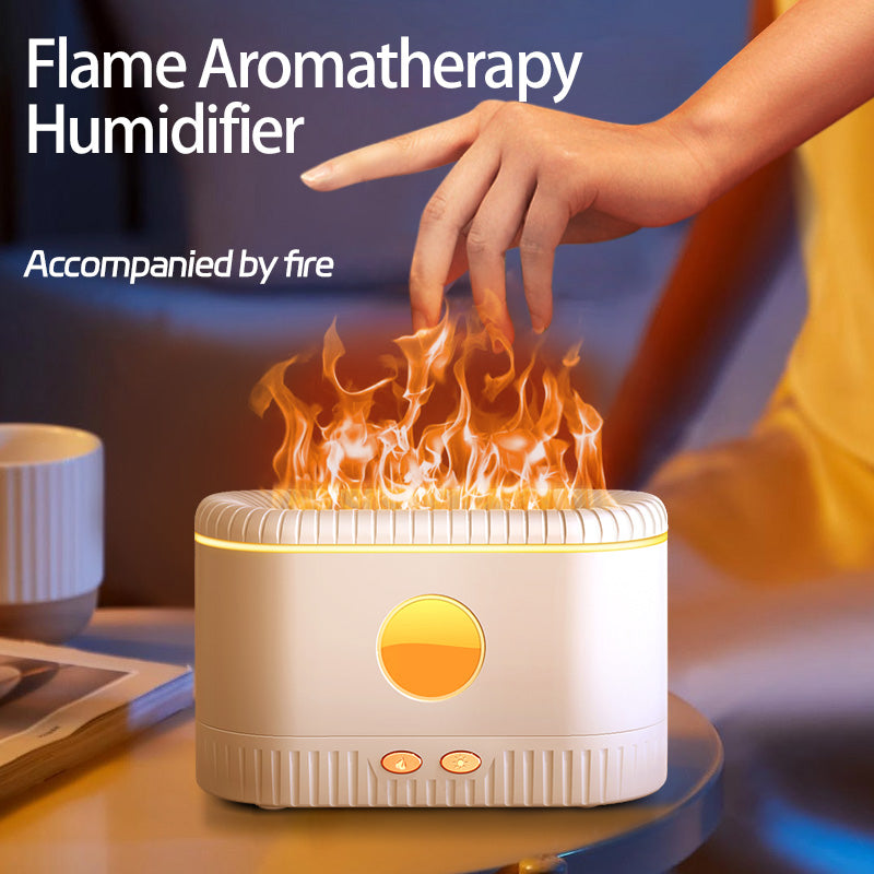 2nd Generation Colorful Flame Aromatherapy Humidifier – Essential Oil Diffuser with Dynamic Flame Light Effects