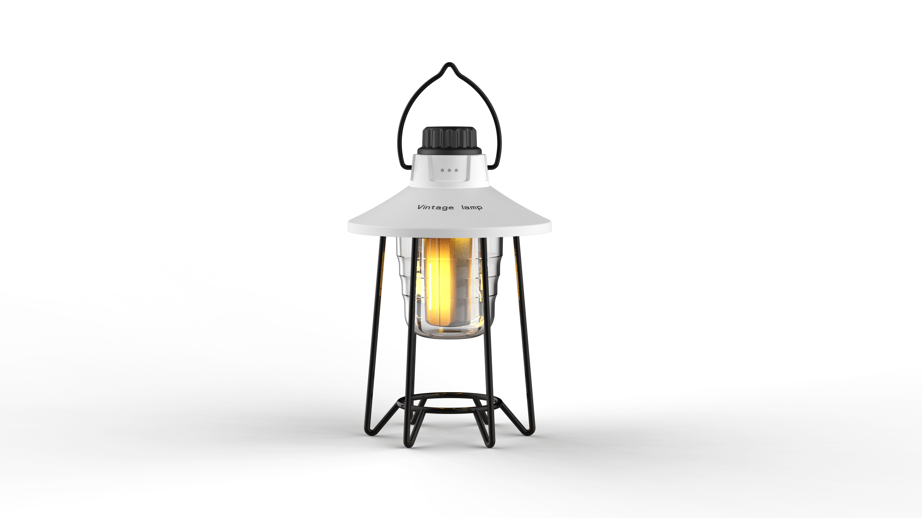 3-Color Dimmable Vintage Camping Lantern Portable Outdoor Lantern with Warm Flame & White Light Modes