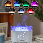 Colorful Flame Effect Essential Oil Diffuser with Ambient Lighting for Home & Bedroom Star Moon Crystal Rock Aromatherapy Humidifier