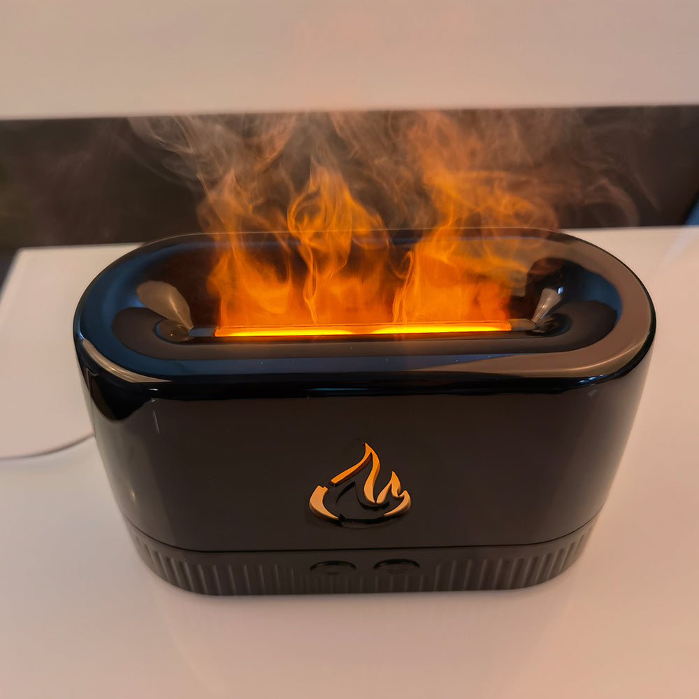 Flame Aroma Diffuser – Ultrasonic Cool Mist Humidifier with Realistic Flame Light for Home & Office