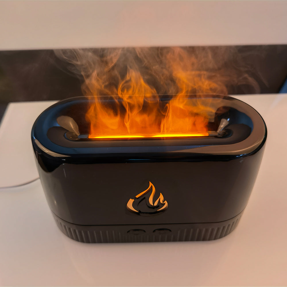Ultrasonic Cool Mist Humidifier with Realistic Flame Light with Flame Aroma Diffuser