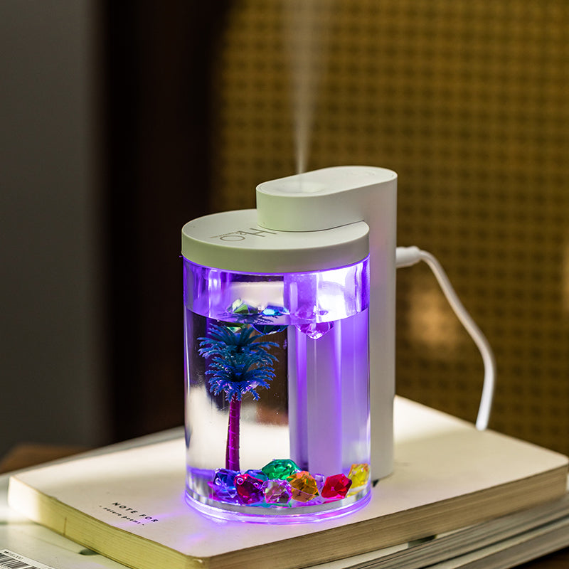 Water-Love Micro-Landscape Humidifier - 3-in-1 Ultrasonic Humidifier with Colorful LED Night Light