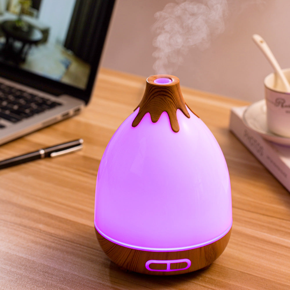 7-Color LED Ultrasonic Humidifier & Essential Oil Diffuser Colorful Exquisite Volcano-Style Aromatherapy Machine