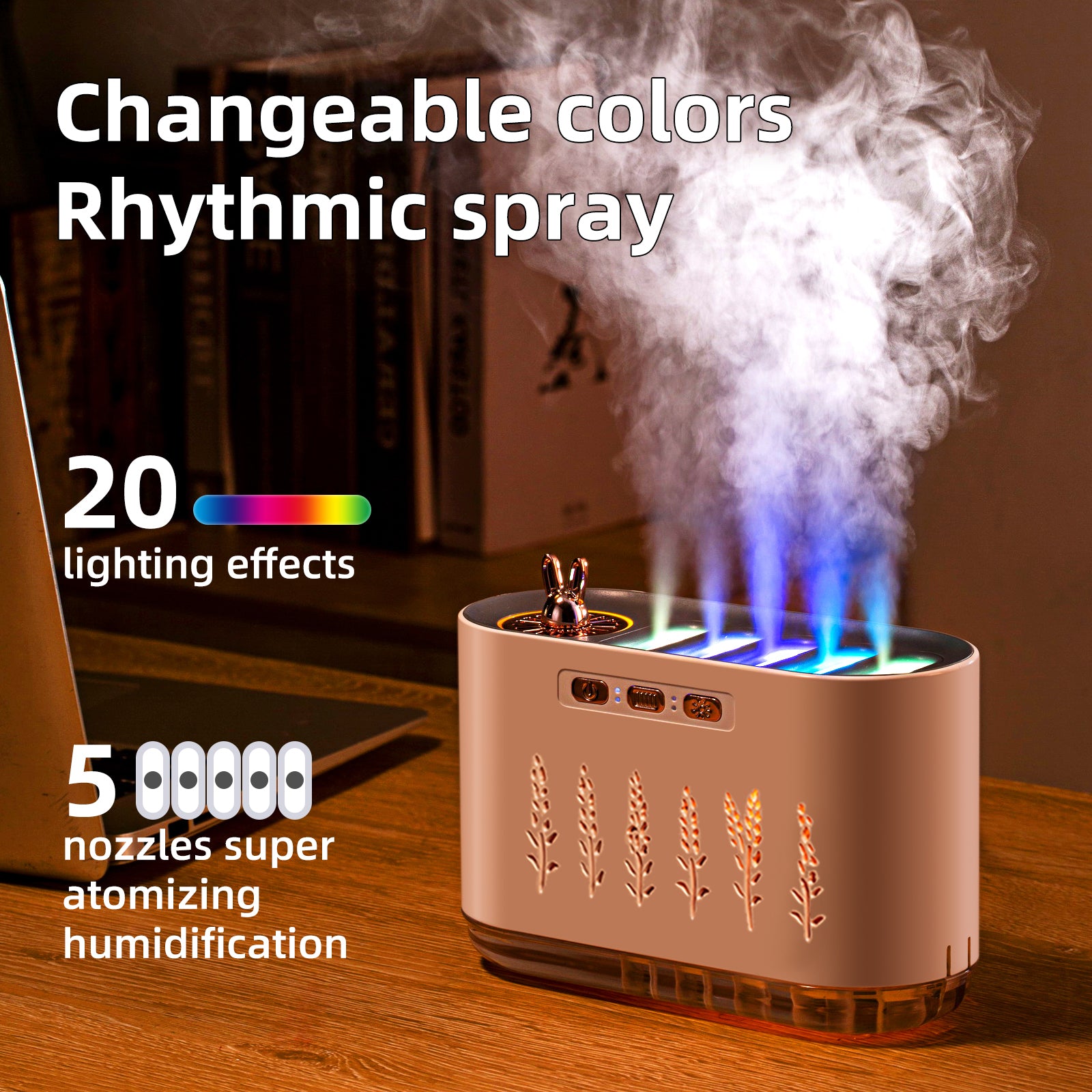 Sound Pickup Fountain Aromatherapy Humidifier Colorful Light & Dynamic Mist Humidifier