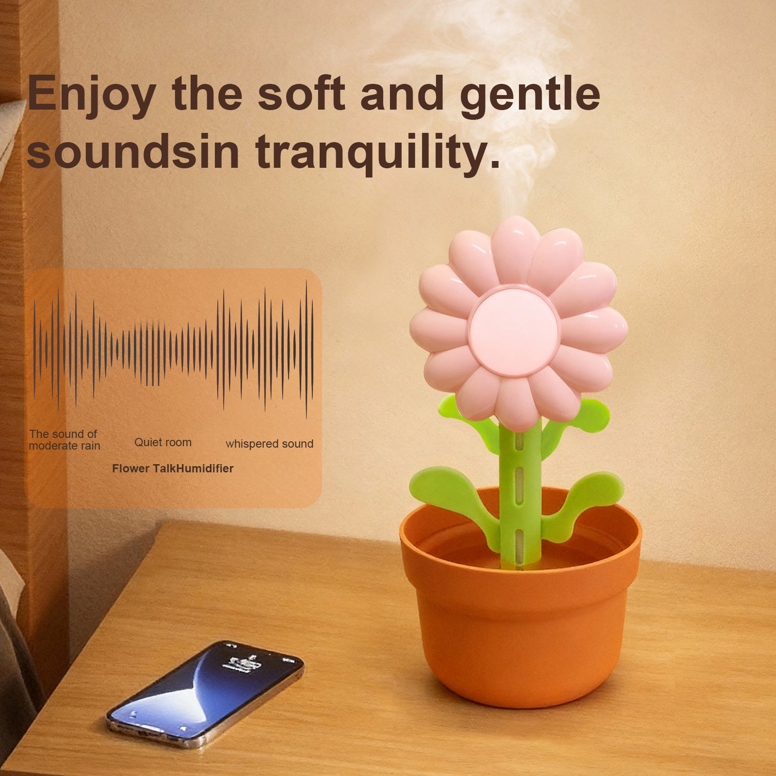 lowers Language Humidifier - Cute Sunflower Aromatherapy Diffuser with Colorful Gradient Lighting