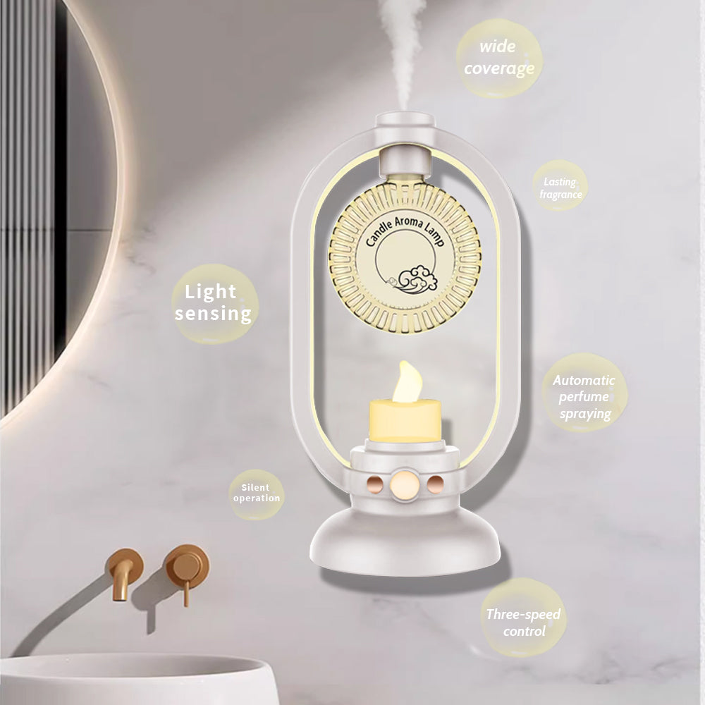 2-in-1 Ultrasonic Humidifier & Romantic Candle Light for Bedroom & Desk Decor with Inductive Candle Aromatherapy Lamp