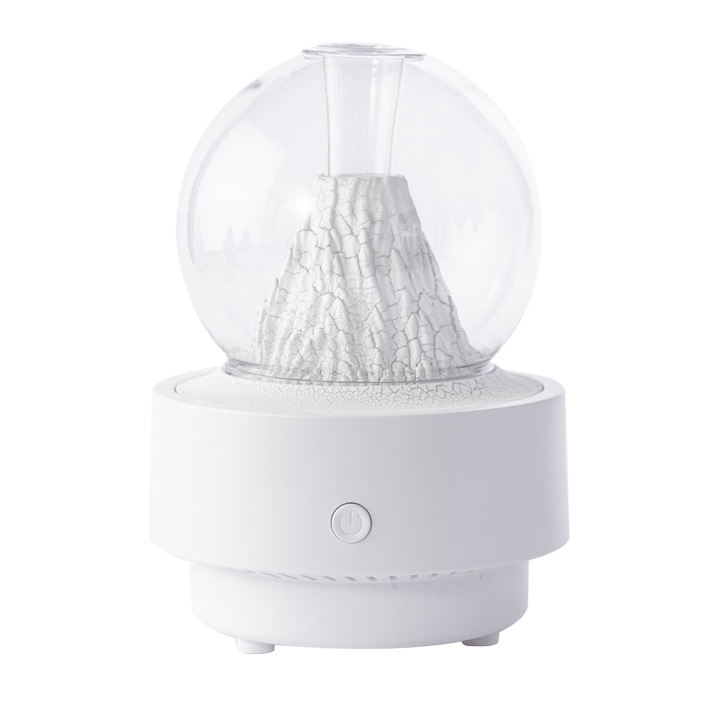 Volcano-Style Ultrasonic Humidifier with Transparent Glass Dome & RGB LED Light Lava Mountain Aromatherapy Machine (With Cover Version)