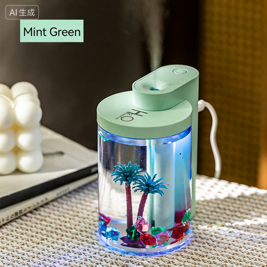 3-in-1 Ultrasonic Humidifier with Colorful LED Night Light with Water-Love Micro-Landscape Humidifier