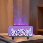 RGB Color Changing Flame Effect Humidifier & Essential Oil Diffuser with Picture-Style Fireplace Aromatherapy Machine