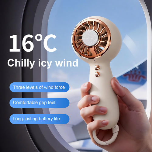3-Speed Adjustable Portable Cooling Fan with Superconducting Ice Pack with Handheld Ice Pack High-Speed Fan