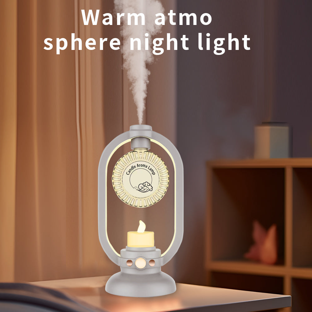 2-in-1 Ultrasonic Humidifier & Romantic Candle Light for Bedroom & Desk Decor with Inductive Candle Aromatherapy Lamp