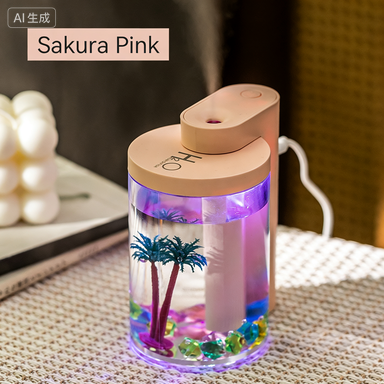 3-in-1 Ultrasonic Humidifier with Colorful LED Night Light with Water-Love Micro-Landscape Humidifier