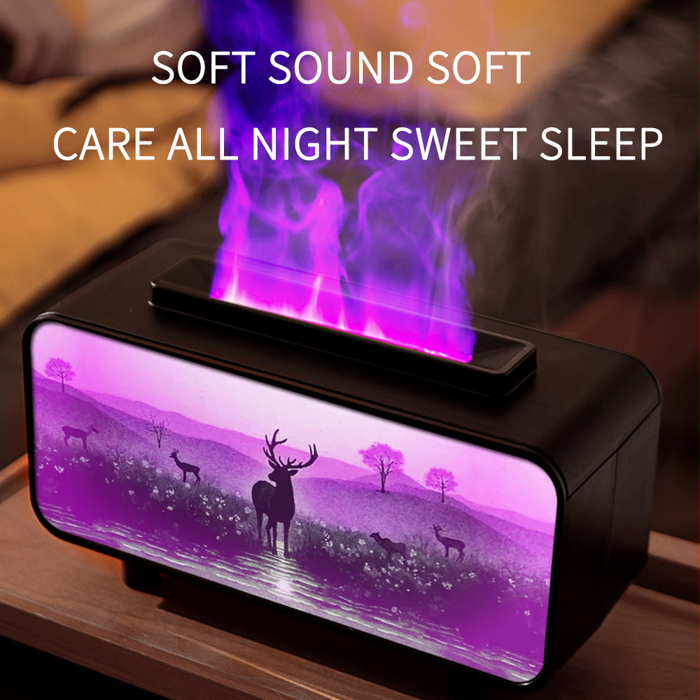 RGB Color Changing Flame Effect Humidifier & Essential Oil Diffuser with Picture-Style Fireplace Aromatherapy Machine
