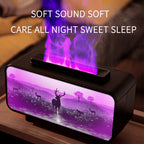 RGB Color Changing Flame Effect Humidifier & Essential Oil Diffuser with Picture-Style Fireplace Aromatherapy Machine