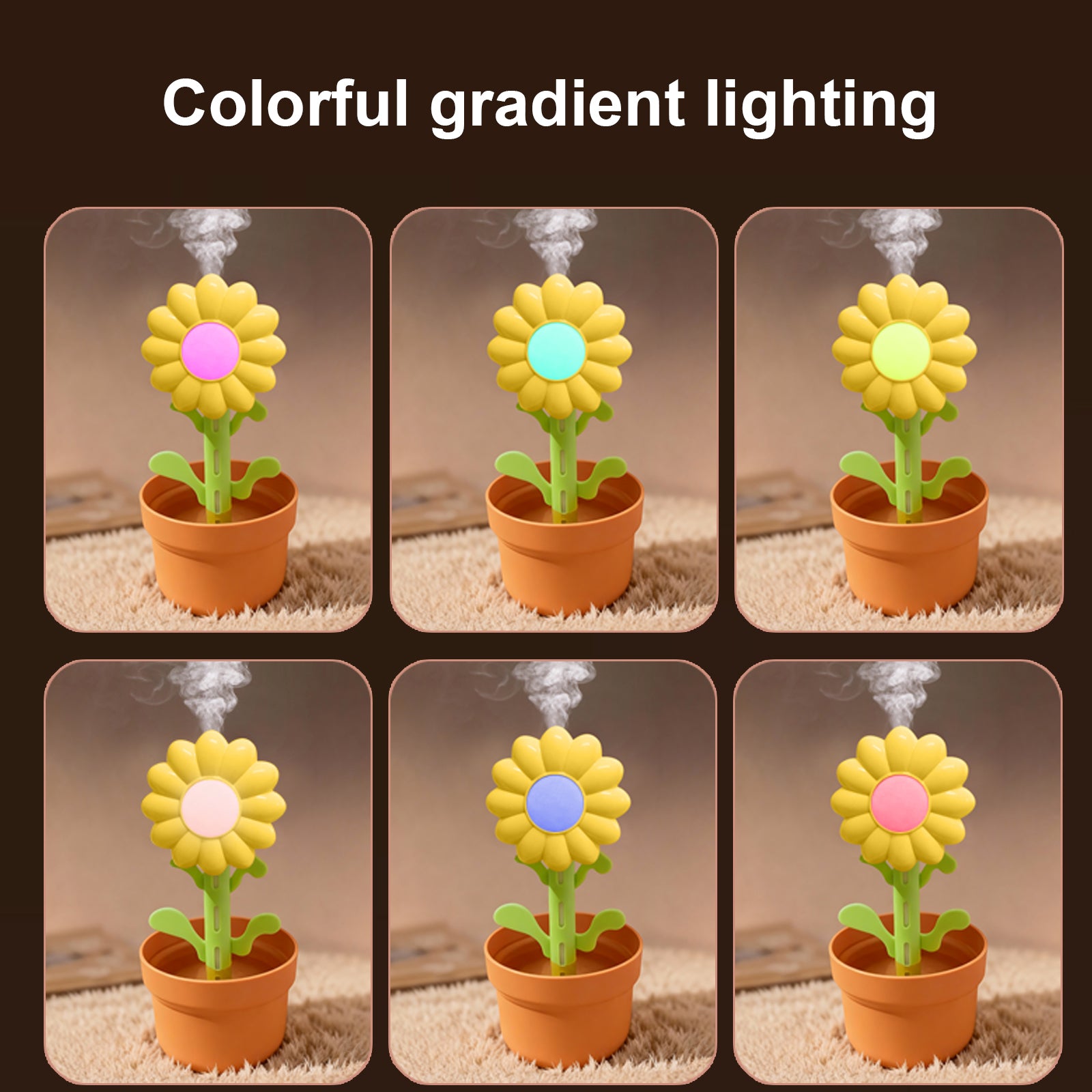 Cute Sunflower Aromatherapy Diffuser with Colorful Gradient Lighting