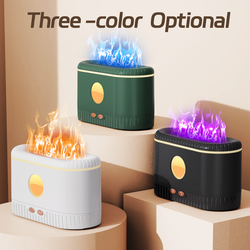 2nd Generation Colorful Flame Aromatherapy Humidifier - USB-Powered Essential Oil Diffuser with Dynamic Flame Light Effects for Home & Office