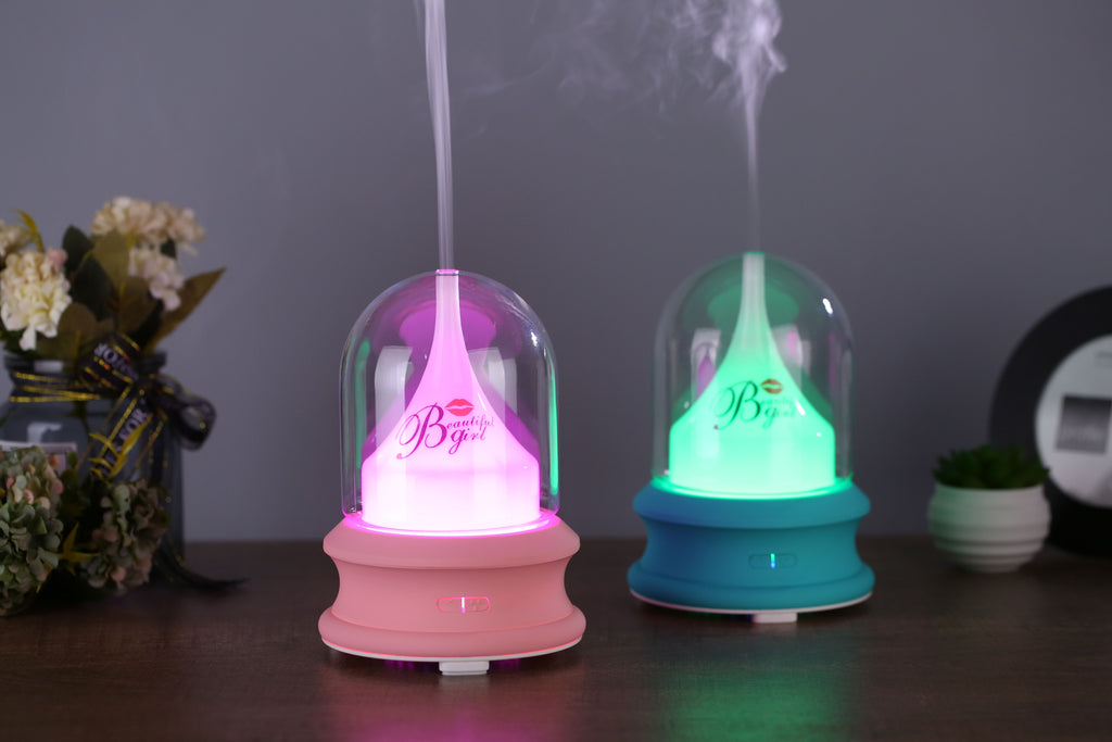 Ultrasonic Diffuser with Warm Ambient Light & Auto Shut-Off Safety Flowing Light Bottle Aromatherapy Humidifier (Common Design)