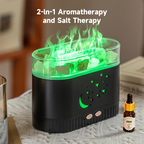 Colorful Flame Effect Essential Oil Diffuser with Ambient Lighting for Home & Bedroom Star Moon Crystal Rock Aromatherapy Humidifier