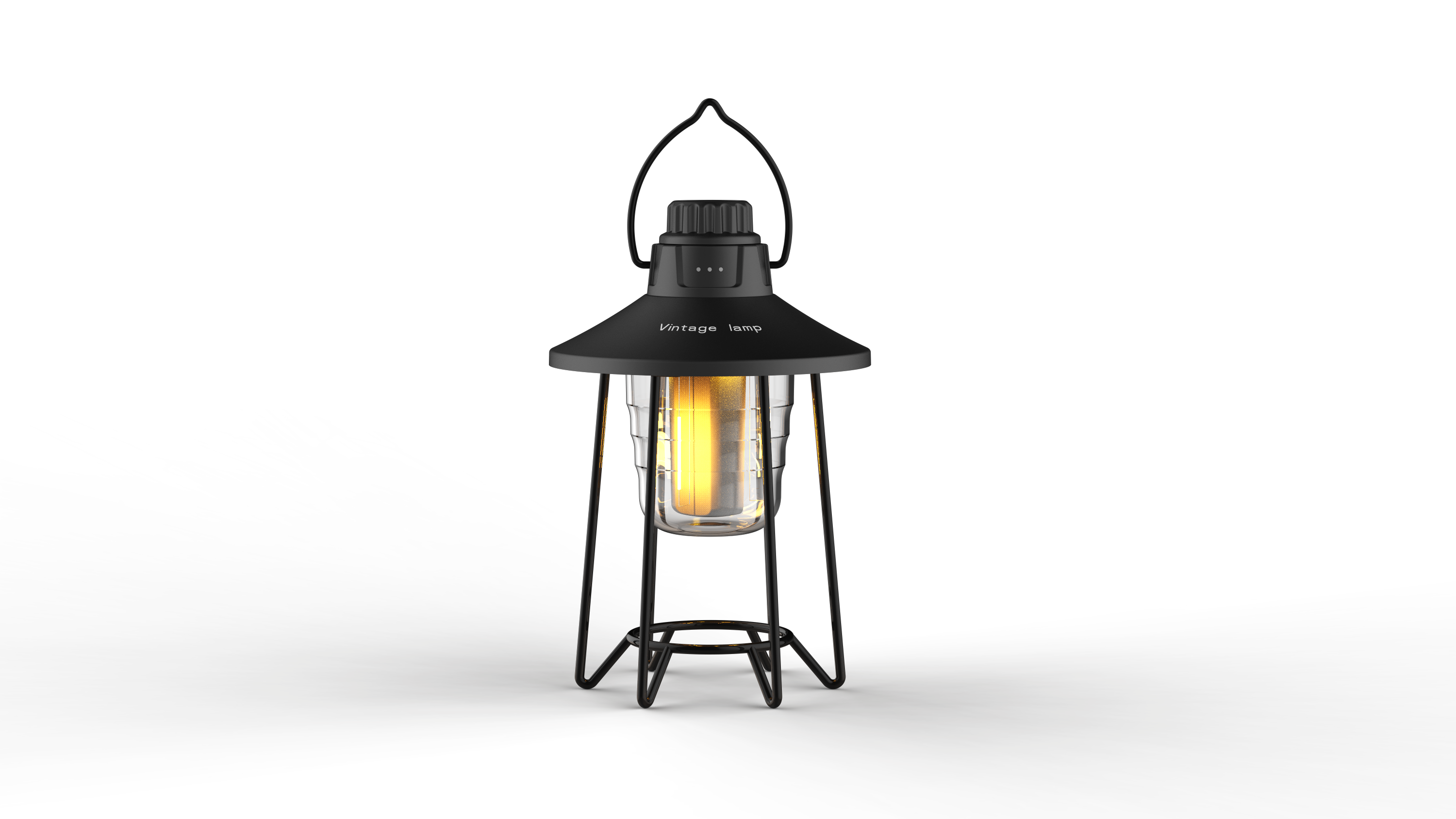 3-Color Dimmable Vintage Camping Lantern Portable Outdoor Lantern with Warm Flame & White Light Modes