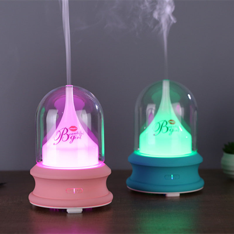 Ultrasonic Diffuser with Warm Ambient Light & Auto Shut-Off Safety Flowing Light Bottle Aromatherapy Humidifier (Common Design)