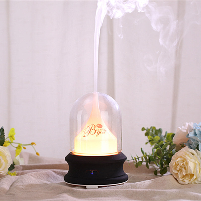 Flowing Light Bottle Aromatherapy Humidifier - Eternal Hydrangea Flower Style Ultrasonic Diffuser with Ambient Light
