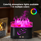 Colorful Flame Effect Essential Oil Diffuser with Ambient Lighting for Home & Bedroom Star Moon Crystal Rock Aromatherapy Humidifier