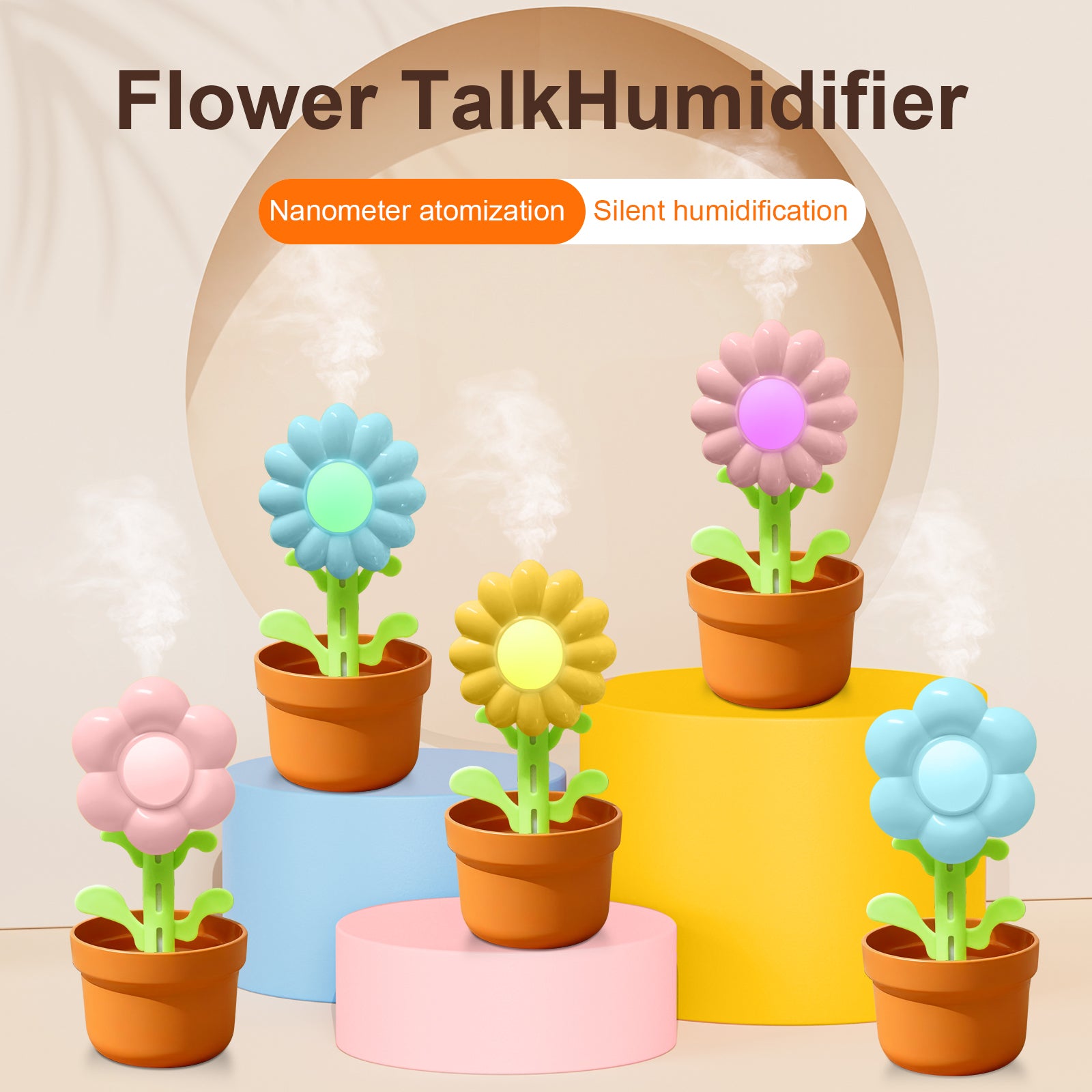 Cute Sunflower Aromatherapy Diffuser with Colorful Gradient Lighting with